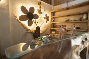 Handmade wooden flower light sculpture